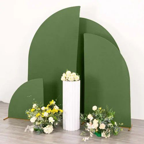 Vista 114 de Efavormart - Juego de 4 fundas de elastano beige para arco de media luna, fundas de telón de fondo Chiara de 2.5 pies a 7 pies para escenarios