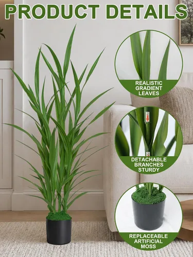 Vista 3 de Plantas artificiales para interiores de 3.6 pies de alto, plantas de piso