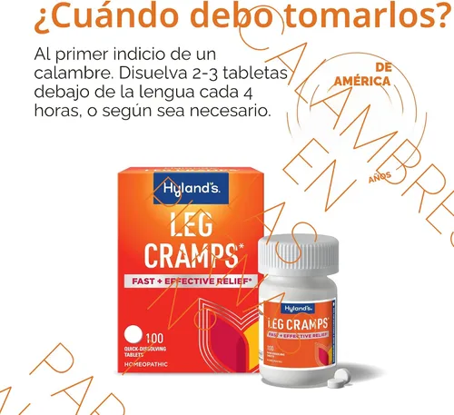 Vista 7 de Hyland's Calambres en las piernas, alivio de calambres en las piernas, pantorrillas, corvejones y calambres en los pies, 100 tabletas de disolución