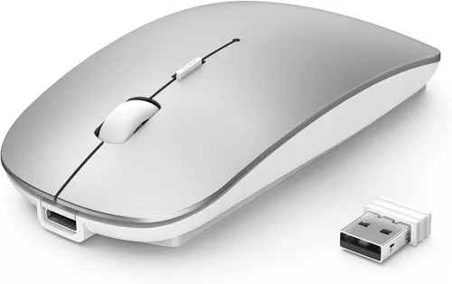 Vista 8 de TECKNET Ratón inalámbrico Bluetooth para laptop, mouse silencioso recargable (Bluetooth 5.2/3.0 y 2.4G), ultrafino, 6 niveles ajustables 4800 DPI