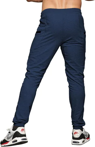 Vista 4 de MAIKANONG Pantalones deportivos ajustados para hombre, pantalones de entrenamiento para gimnasio, correr, atletismo, casual