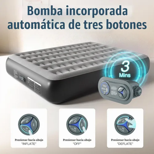 Vista 5 de Ezyrest Colchón de aire Queen con bomba incorporada, colchón inflable de doble altura de 13 pulgadas con parte superior flocada suave y bolsa de 13