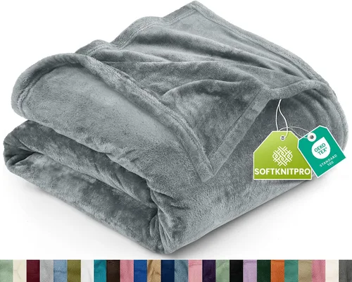 Vista 24 de Utopia Bedding - Manta de vellón de lujo, mullida, antiestática; manta de suave microfibra de 8.8 oz/yd² (300 g/m²) para sofá y cama; tamaño Gris