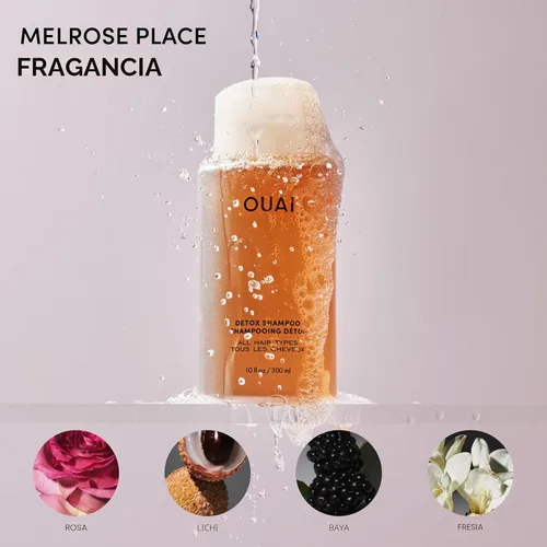 Vista 5 de OUAI Champú Detox - Champú aclarante para eliminar acumulación, suciedad, aceite, productos y agua dura - Vinagre de sidra de manzana y queratina