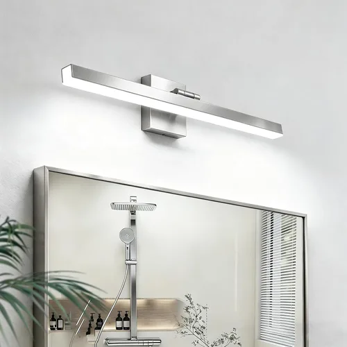 Vista 22 de IZORRO Moderna lámpara de tocador de baño de 16 pulgadas, giratoria, 12 W, regulable, lámpara LED sobre el espejo, barra de luz negra para tocador