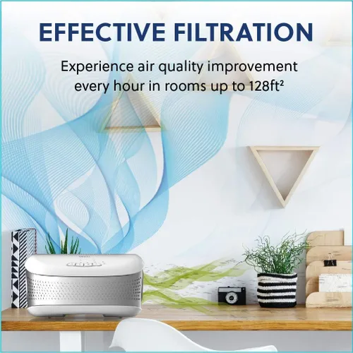 Vista 6 de Homedics TotalClean - Purificador de aire de escritorio, filtro HEPA de 360 grados para 128 pies cuadrados, purificador de aire pequeño para oficina