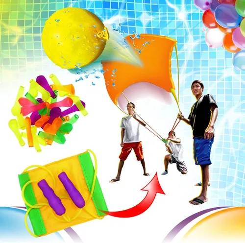 Vista 3 de JA-RU Kaos - Lanzador de globos de agua, 30 globos de agua coloridos y herramienta de inyección rápida de agua para niños y adultos, (1 unidad)