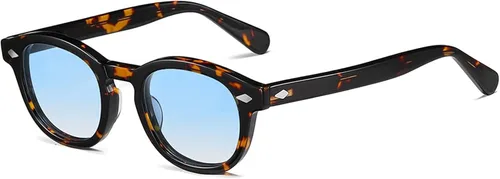 Vista 8 de LIXX Gafas de sol ovaladas retro para hombres y mujeres, marco redondo ['Lente azul']