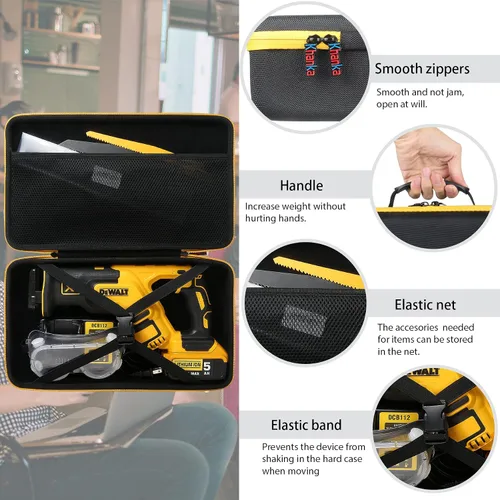 Vista 8 de Caja de almacenamiento rígido Khanka de repuesto para sierra recíproca DEWALT 20V MAX XR (DCS367B / DCS387B), taladro de martillo giratorio 20V Max
