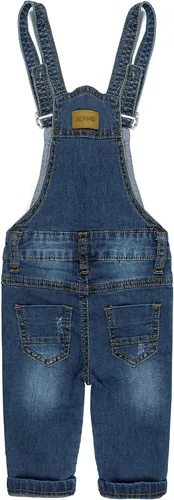 Vista 2 de KIDSCOOL SPACE Overoles de mezclilla para bebé, para niños pequeños, ajustables, rasgados, a la moda, ropa de trabajo