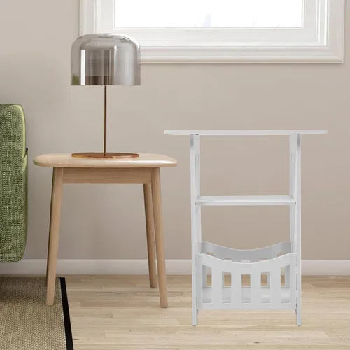 Vista 2 de Garneck Mesita de noche mesa auxiliar para sofá, mesa auxiliar de café, mesa de sofá, mesas pequeñas para espacios, sofá, mesa redonda, tablero