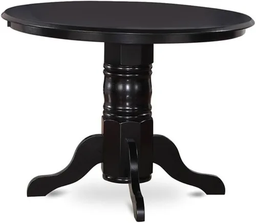 Vista 3 de East West Furniture SHDA3-BLK-C - Juego de mesa de comedor de 3 piezas para espacios pequeños que contiene una mesa de cocina redonda con pedestal