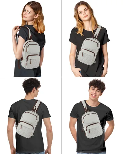 Vista 2 de ETRONIK Bolso bandolera para hombres y mujeres, bolso cruzado antirrobo, mochila de hombro, mochila de pecho para viajes, senderismo