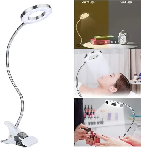 Vista 2 de lámpara, USB círculo maquillaje lámpara ceja labio salón de belleza escritorio Led luces con clip