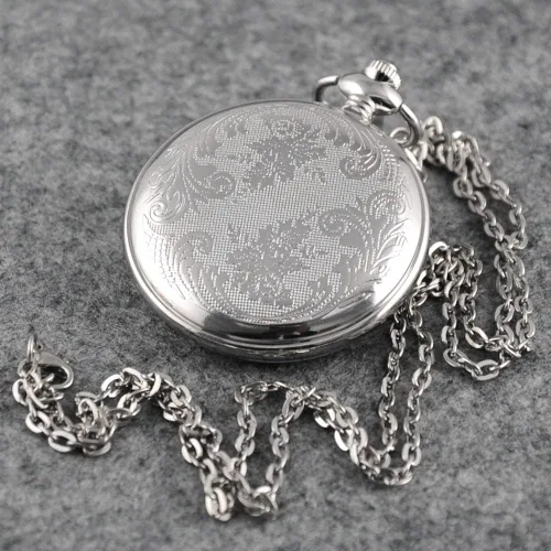 Vista 4 de VIGOROSO Relojes de bolsillo de plata Steampunk con pintura esmaltada de pájaro de peonía de cuarzo en caja
