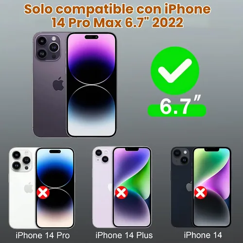 Vista 3 de Funda resistente para Apple iPhone 14 Pro Max, con funda de clip para cinturón y soporte, resistente, a prueba de golpes, funda protectora de cuerpo