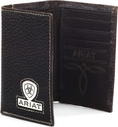 Vista 6 de ARIAT Billetera Rowdy marrón con logotipo de escudo triple