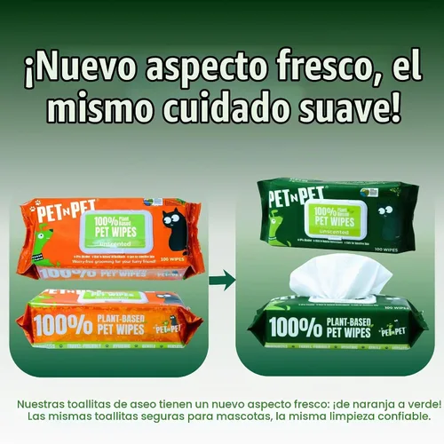 Vista 2 de PET N PET Toallitas para perros, 100 unidades, sin perfume, hipoalergénicas