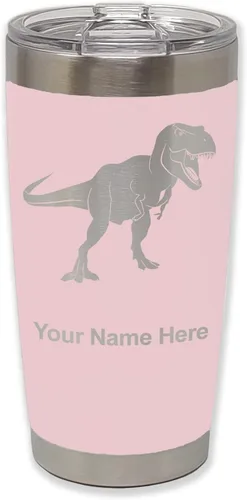 Vista 12 de LaserGram Vaso aislado al vacío de 20 onzas, dinosaurio Tiranosaurio Rex, grabado personalizado incluido (negro)