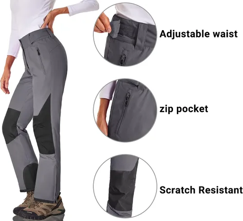 Vista 5 de BenBoy Pantalones de esquí de nieve para mujer, con aislamiento, impermeables, resistentes al viento, Ripstop