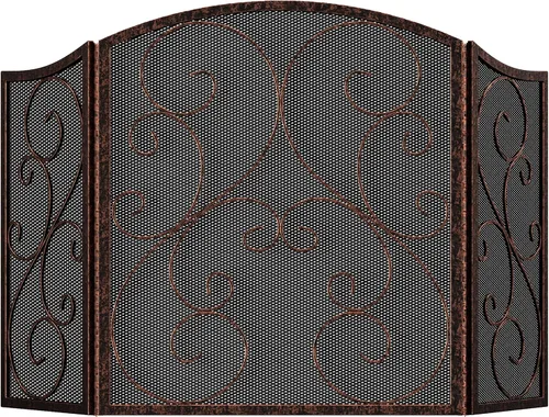 Vista 11 de Pantalla para chimenea Fire Beauty de 3 paneles, hierro forjado de metal, 121,9 cm (L) x 76,2 cm (H), cubierta protectora contra chispas (negro)