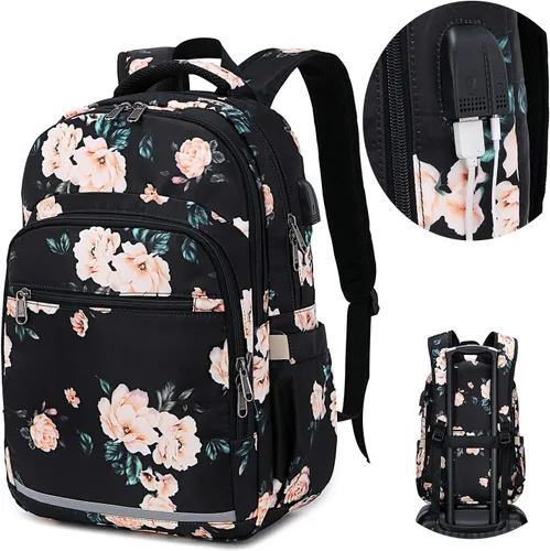 Vista 2 de Bluboon Mochila para mujer de 15.6 pulgadas, mochila para laptop de 15.6 Peonía