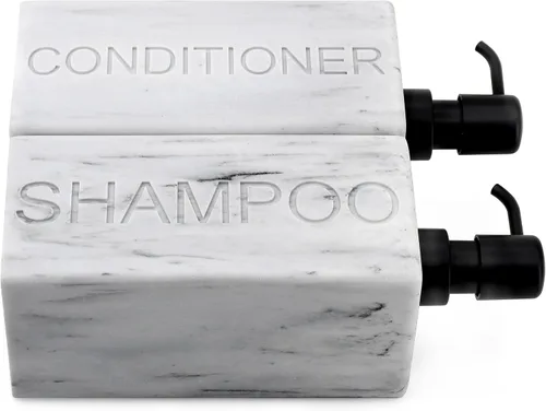 Vista 8 de dispensador rectangular de resina premium para cuarto de baño, para champú, acondicionador, loción corporal, diseño moderno recargable con bomba