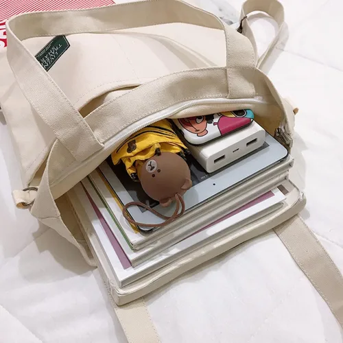 Vista 3 de Bolso de hombro de lona para mujer estilo retro estilo informal