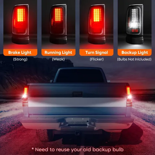 Vista 2 de Conjunto de luces traseras Tresound para Dodge Ram 1500 94-01, para Dodge Ram 2500 3500 94-02, luz trasera LED trasera