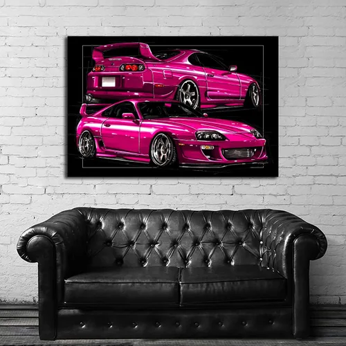Vista 2 de JDM Import Tuner Fan Art Drawing compatible con Supra MK4 Drift Drift Poster Paper 16 x 24 pulgadas