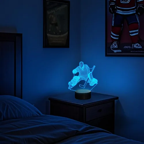 Vista 5 de 3D Ice Hockey Illusion Lamp, Attivolife Hockey Player Optical LED Night Light 16 Colors Changing with Timer Remote Control, Bedroom Home Decor Cool