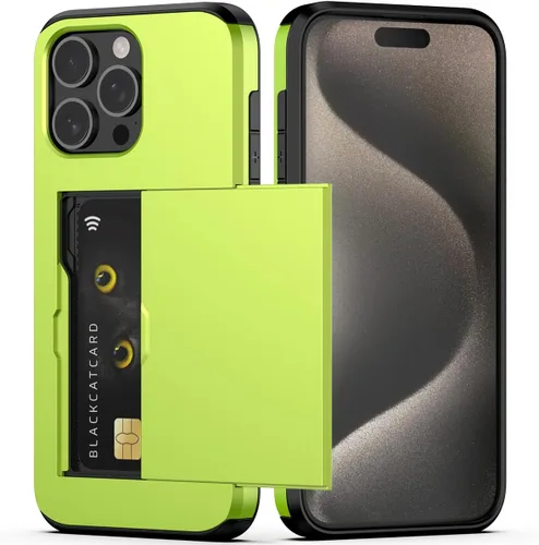 Vista 70 de Nvollnoe Compatible con iPhone 15 Funda con ranura para tarjetas, resistente, protectora de doble capa, a prueba de golpes, ranura oculta