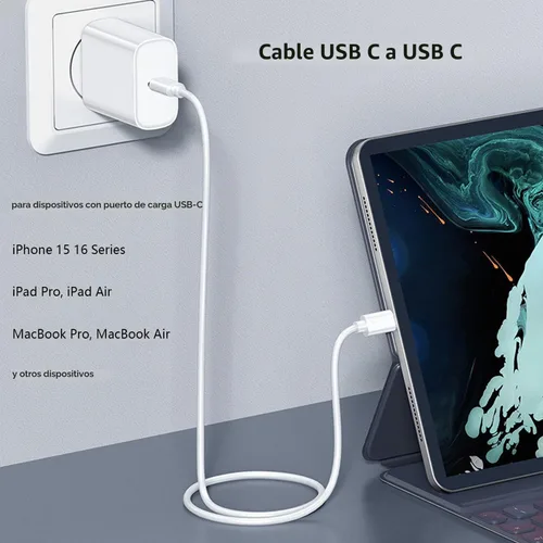 Vista 2 de Pocxwa - Cable de carga USB-C, cable de carga rápida de 60 W para iPad Pro