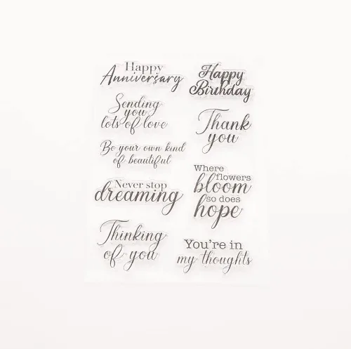 Vista 4 de Kwan Crafts Palabras Feliz Aniversario Cumpleaños Thank You Thinking of You Sellos transparentes para decoración de tarjetas y bricolaje