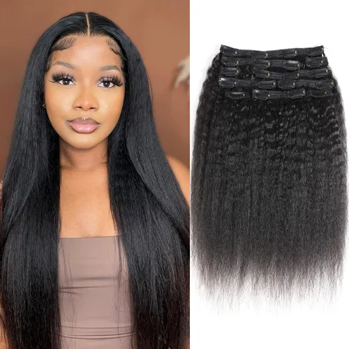 Vista 18 de Extensiones de cabello rizado con clip para mujeres afroamericanas, Urbeauty, Extensiones de cabello rizado con clip para cabello humano para chicas