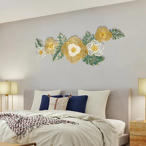 Vista 5 de Babyieia Decoración de pared de metal con hoja de ginkgo 3D para sala de estar, esculturas modernas de pared de metal, decoración de pared de metal