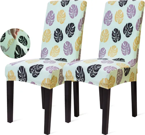 Vista 13 de Sufdari Juego de 2 fundas para sillas de comedor, fundas para sillas de cocina, fundas para sillas Parsons, protectores de sillas de elastano
