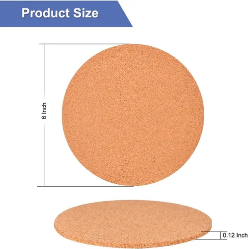 Vista 7 de Paquete de 2 posavasos de corcho de 6 pulgadas, platillos redondos para plantas, salvamanteles para ollas y sartenes calientes, tapete absorbente