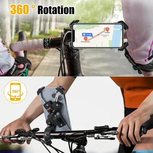 Vista 2 de Soporte de teléfono para motocicleta, soporte universal para manillar de motocicleta, abrazadera de teléfono celular para iPhone/Galaxy de 4.72 a