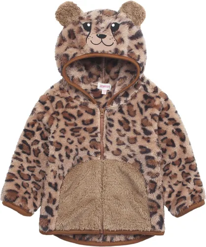Vista 25 de Chaqueta con capucha de forro polar con cremallera para niñas y niños pequeños, abrigo de osito cálido de invierno Negro
