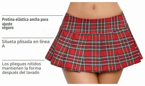 Vista 4 de Avidlove Minifalda plisada de tiro bajo Y2K a cuadros para mujer A-Rojo