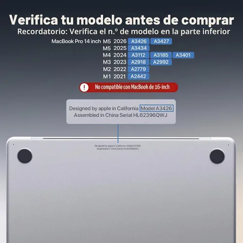 Vista 6 de Soonjet CrackGuard - Funda para MacBook Pro de 14 pulgadas M5 M4 M3 M2 M1 Pro/Max 2025 2024-2021 [actualización antigrietas] [ajuste impecable]