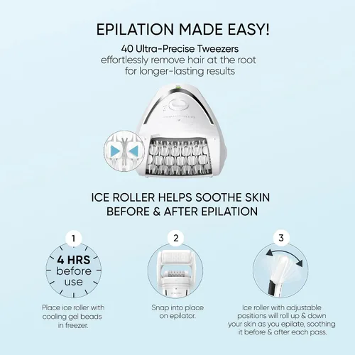 Vista 4 de Conair GIRLBOMB Depiladora con rodillo de hielo para piel lisa y suave, dispositivo de depilación, depiladora para mujeres, afeitadora y recortadora