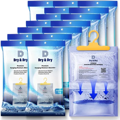 Vista 8 de Dry & Dry Paquete de 6 deshumidificadores absorbentes de humedad para el hogar, deshumidificadores para sótano para dormitorio, pequeños