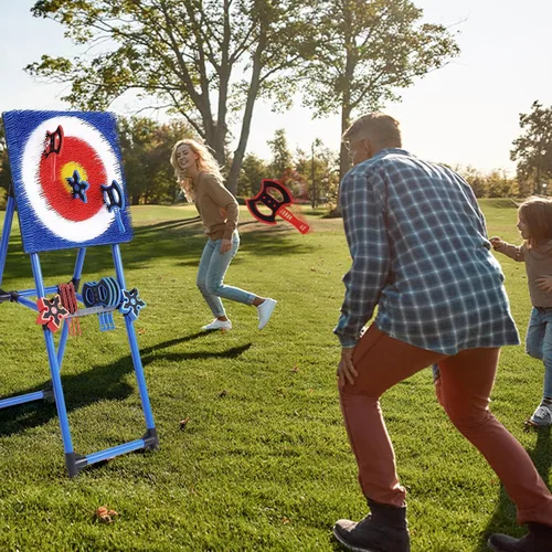 Vista 8 de Sidske Axe Throwing Game for Backyard, 8 Axes & 8 Stars, Bristle Target Azul
