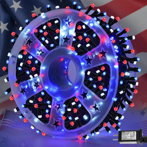 Vista 13 de QITONG Guirnalda de 500 luces LED de Navidad de 165 pies para exteriores, impermeable, luces multicolor con 8 modos, cable verde, luces parpadeantes