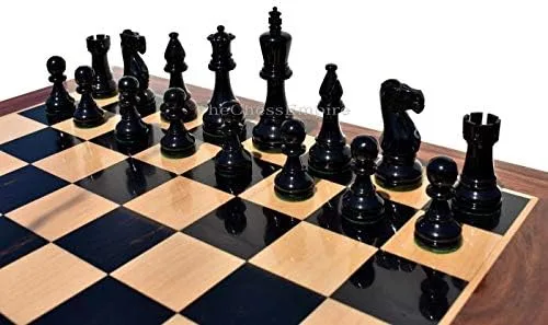 Vista 7 de Juego de ajedrez AIW 350 piezas de ajedrez blanco marfil y negro lacado 3.75" King Luxury Juego de piezas solamente