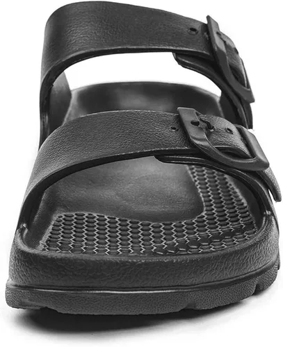 Vista 3 de FUNKYMONKEY - Sandalias planas cómodas para mujer, de etilvinilacetato, ajustables con hebilla doble