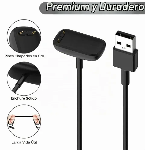 Vista 4 de Cargador para Fitbit Charge 6/5, Fitbit Luxe, cable de carga USB de repuesto para rastreadores de fitness [2 unidades, 3.3 ft/3.3 pies]