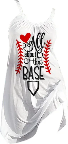 Vista 3 de PeQAQ Vestidos de verano para mujer, camiseta de béisbol 2023, sin mangas, mini vestidos bohemios, de moda, casual, holgado, sin mangas